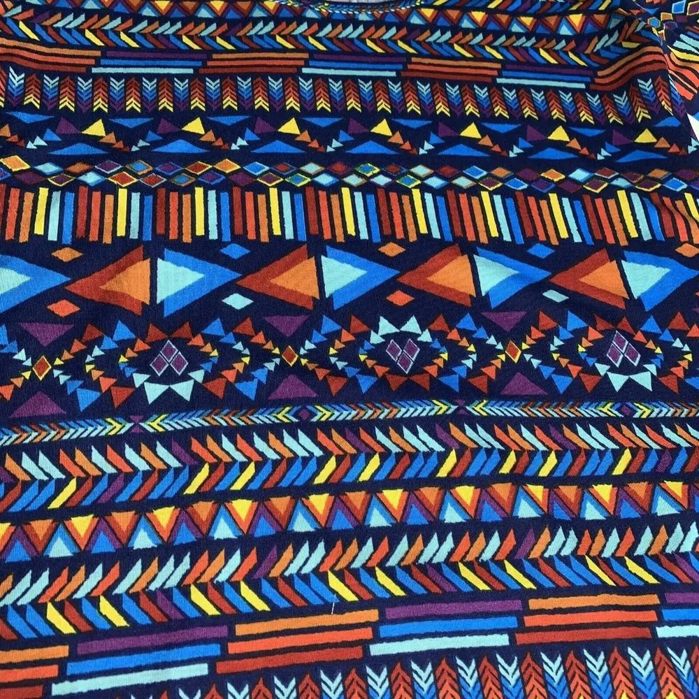Lularoe Lynnae Womens Long Sleeve Top Small Geometric Southwestern Blue Purple - Picture 2 of 5